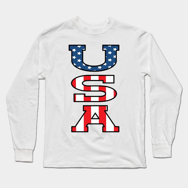USA FLAG Long Sleeve T-Shirt by KathyNoNoise